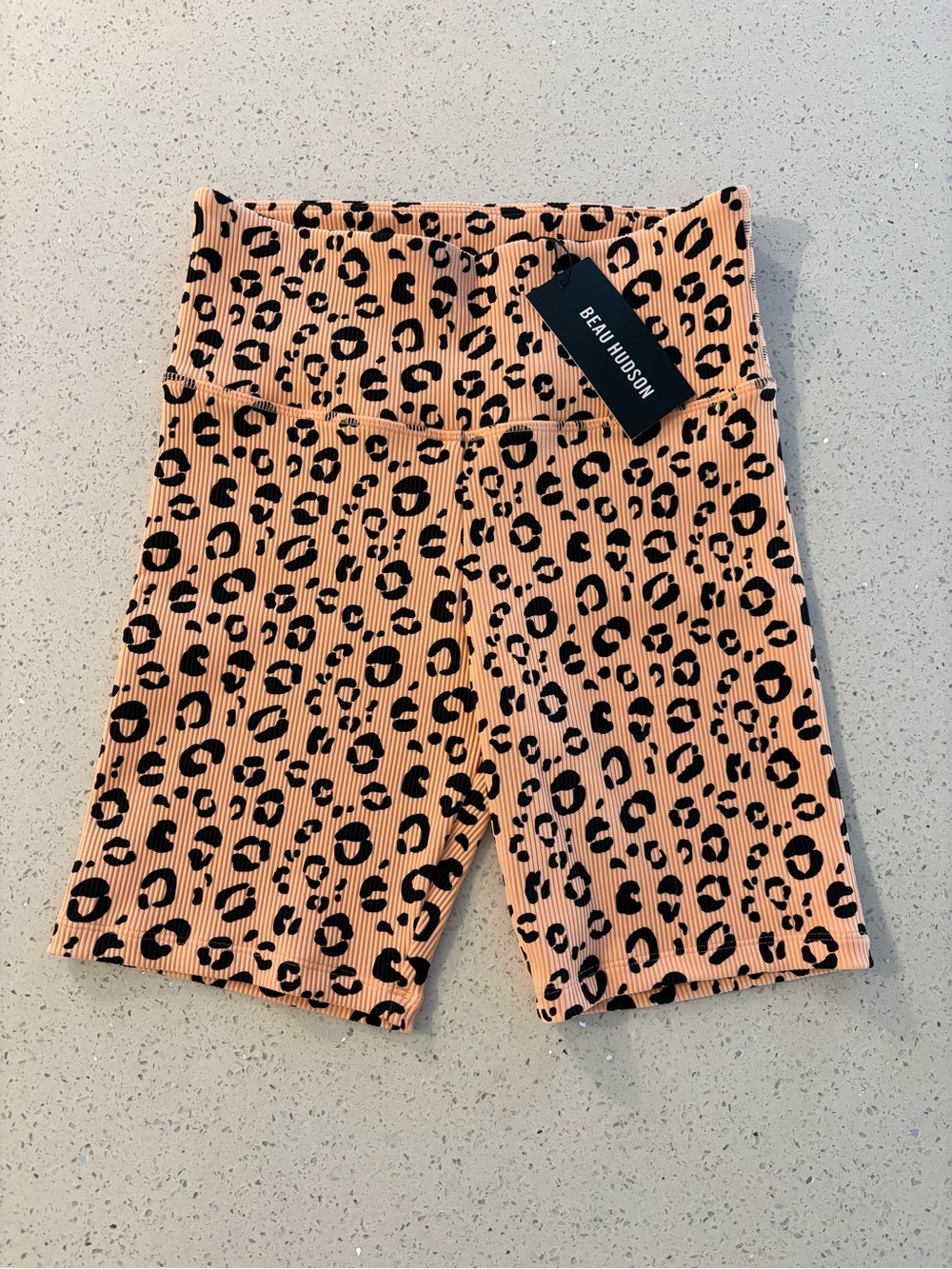 Beau Hudson Sunset Rib Leopard Bike Shorts - size US 6 / AU 10 (S) *NWT